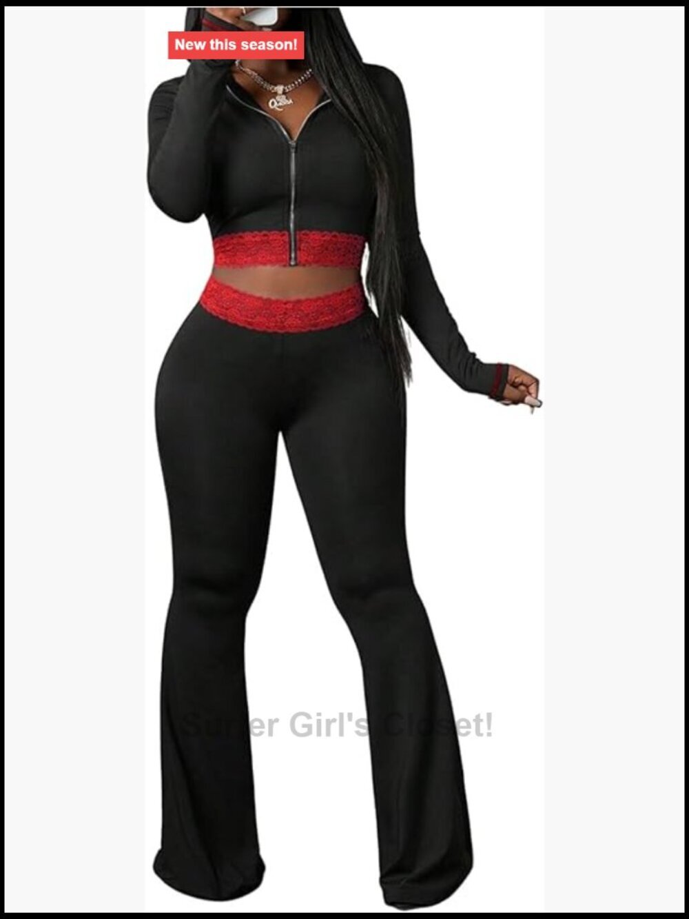 2 Piece Zip Up Hoodie & Flare Pant Set Women's Sweatsuit Tracksuit
